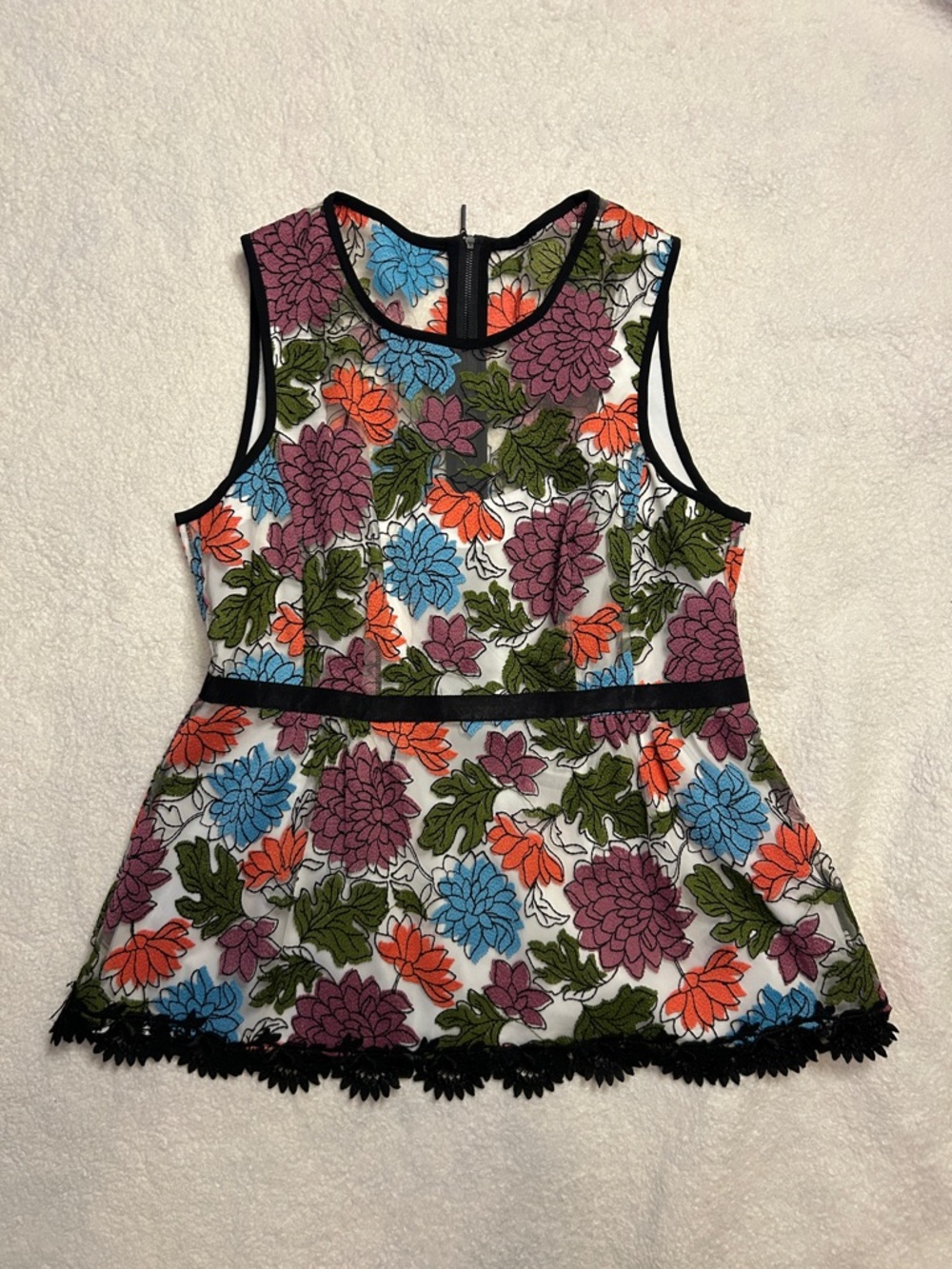 NWT nanette lepore Floral Lace Peplum Top - Multicolor